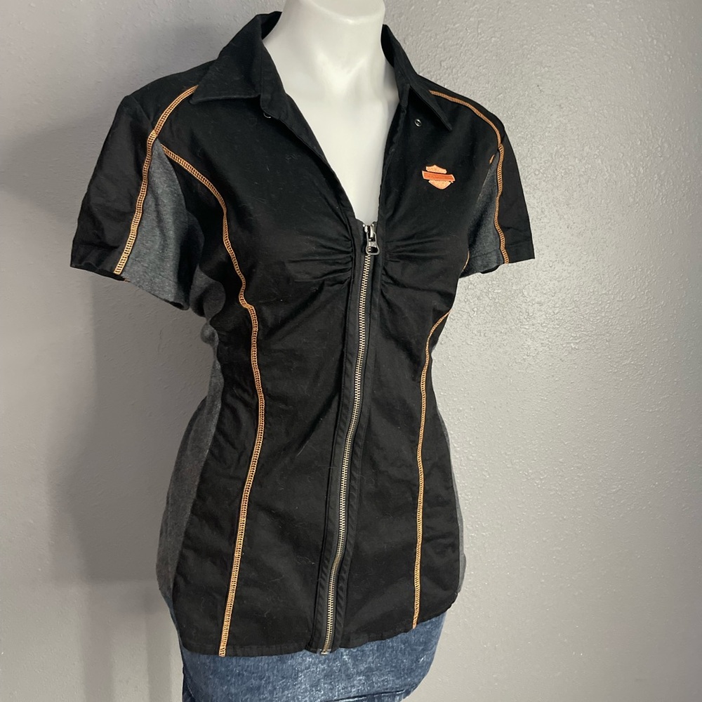 Harley-Davidson Black and Gray Fitted Muscle Tee